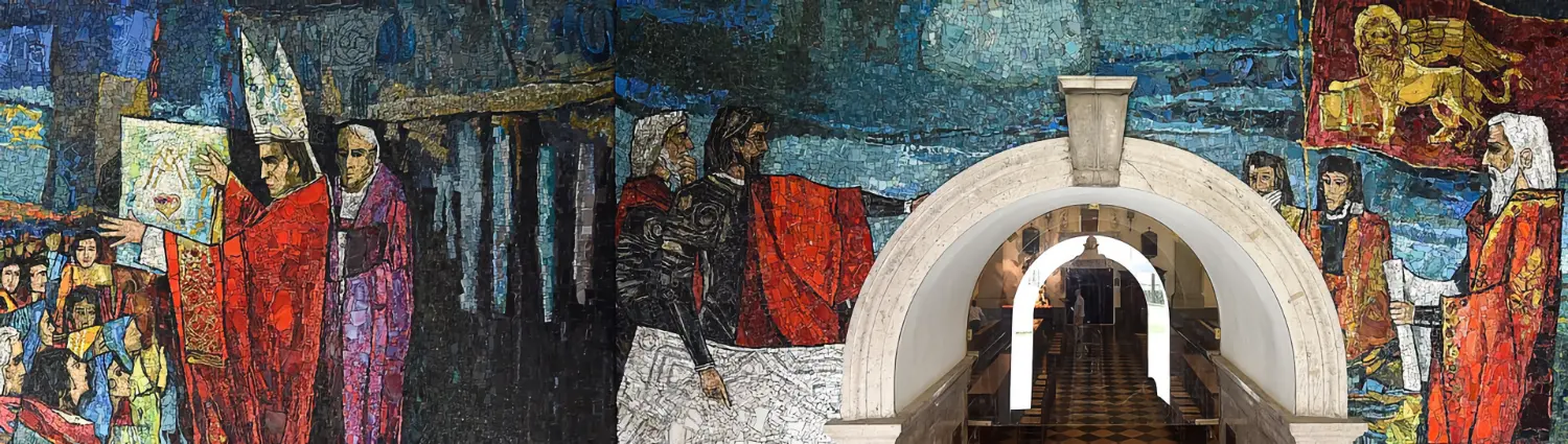 Particolare del mosaico di Giulio Candussio dedicato alla storia di Palmanova (nel Duomo Dogale della città)